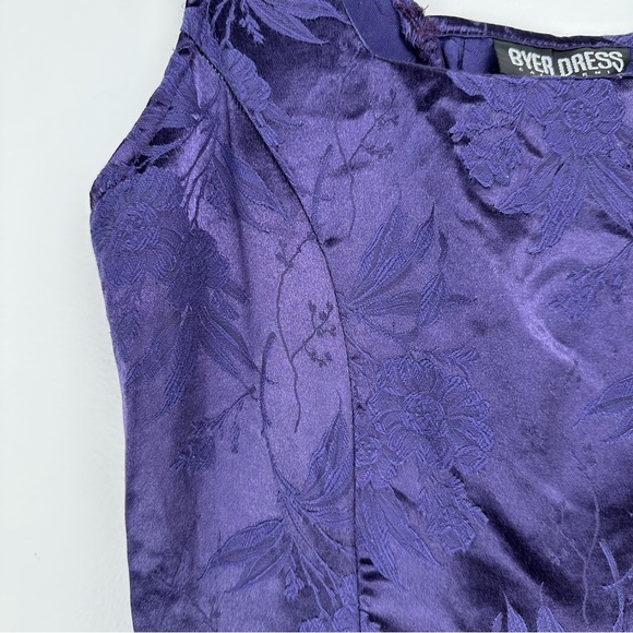 Byer California Dress Size Small Purple Floral Satin Whimsygoth Witchy Y2K Fairy - Picture 4 of 11